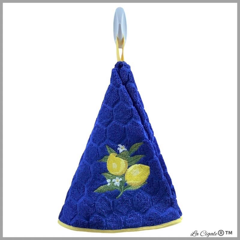 Lemon Blue Round Terrycloth Towel