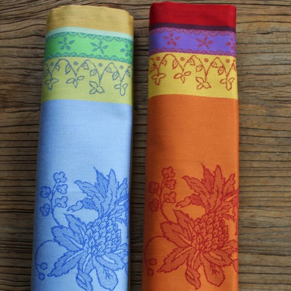 Pomegranate-Jacquard-Provence-Napkins-Blue-Orange