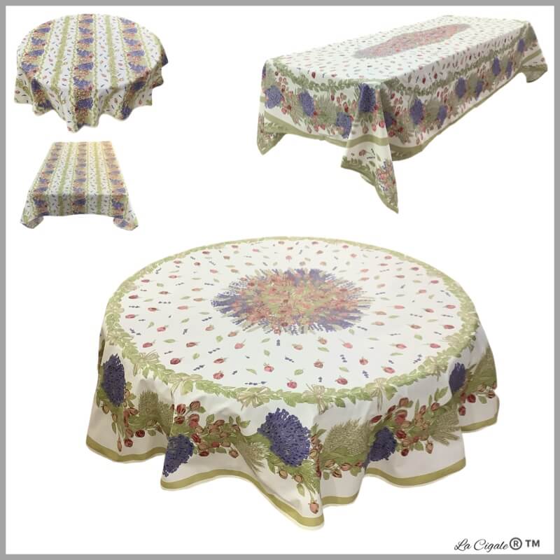 Rose Lavender Cotton Print Tablecloth