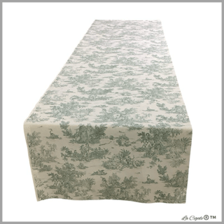 Toile Country Scene Green Cotton Runner