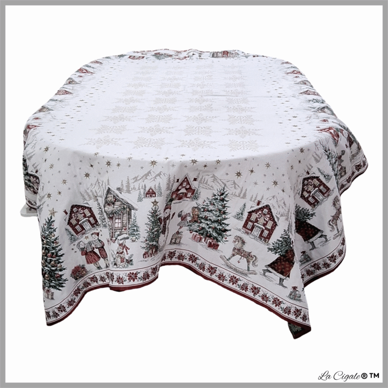 Alsace Christmas Tapestry Tablecloth - 60" x 96"