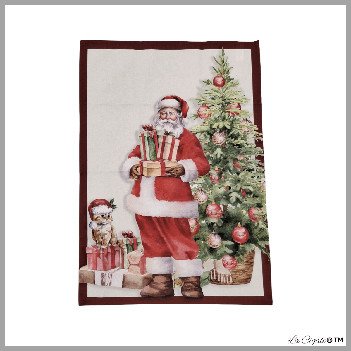 Claus & Claws Cotton Print Dishtowel