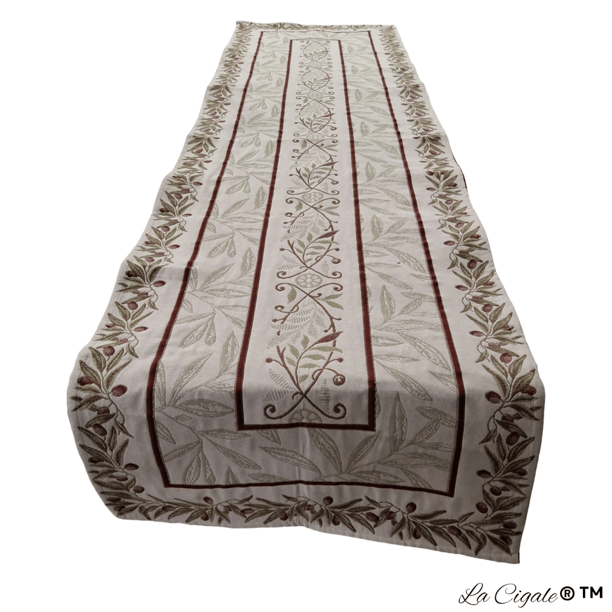 Olive Red Tapestry Runner