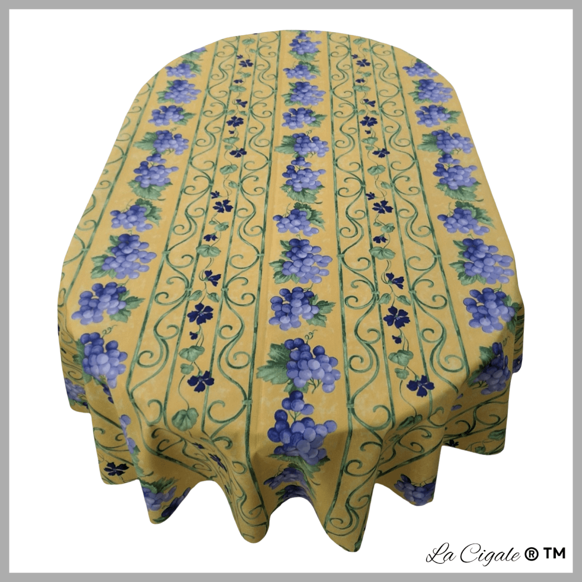 Raisin Oval Acrylic-coated Tablecloth