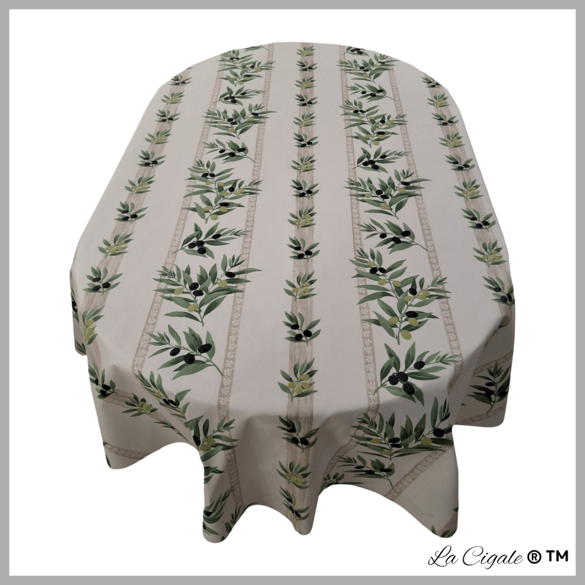 Olive Maussanne Oval Acrylic-coated Tablecloth
