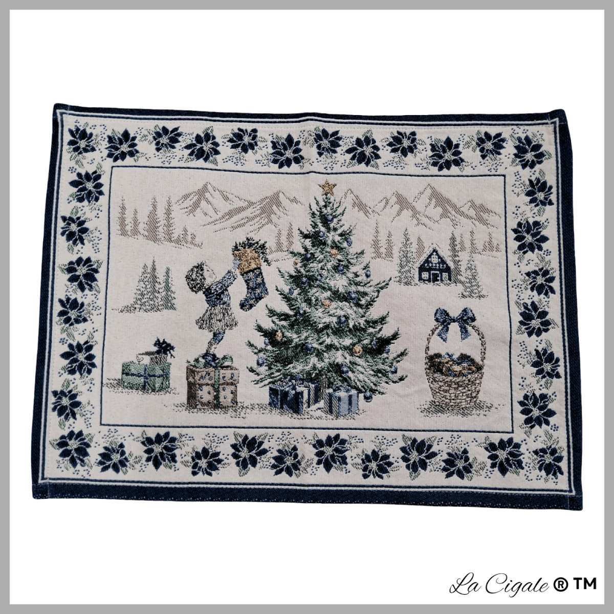 Alsace Christmas Tree Blue Tapestry Placemat