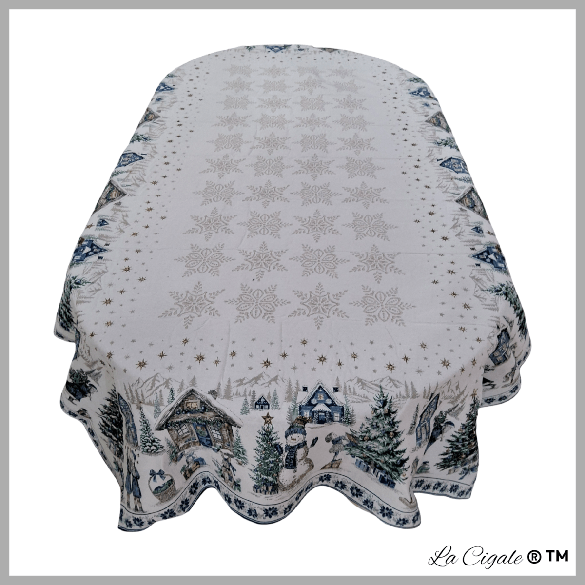 Alsace Christmas Blue Tapestry Tablecloth