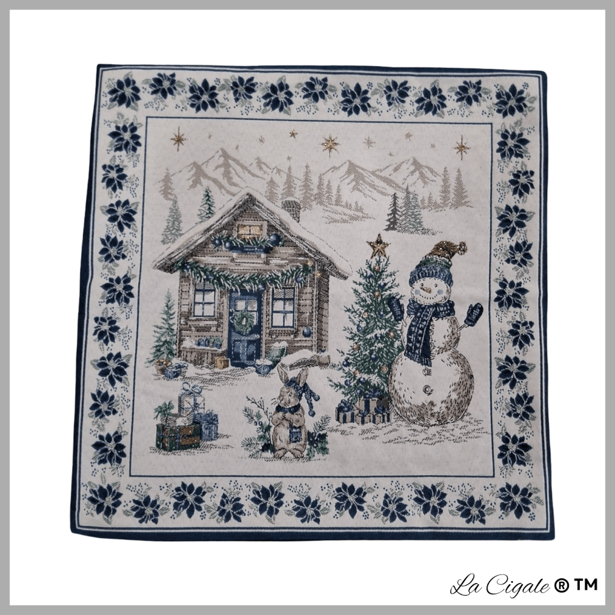 Alsace Christmas Blue Pillow Cover